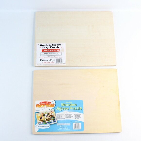 Melissa And Doug Wooden Puzzles Lot Of 2 Pirate Adventure Construction Themes - Picture 12 of 12